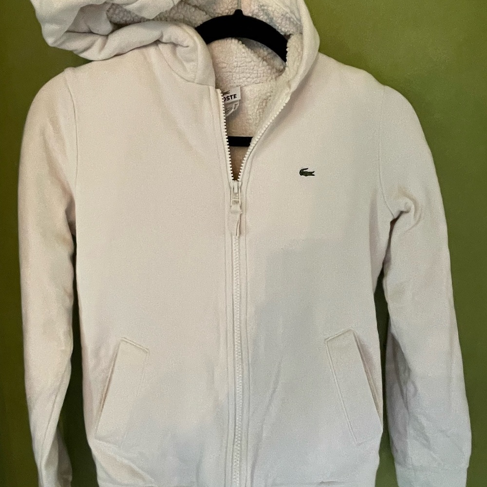 Lacoste fleece lined cozy hoodie with snowflake detail